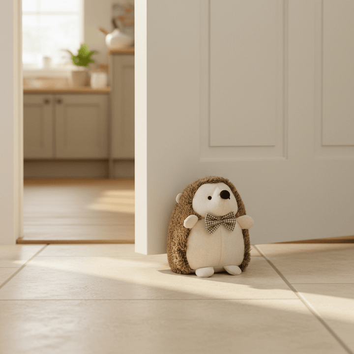 Novelty Hedgehog Door Stop Brown Fleece Fabric Weighted 20cm