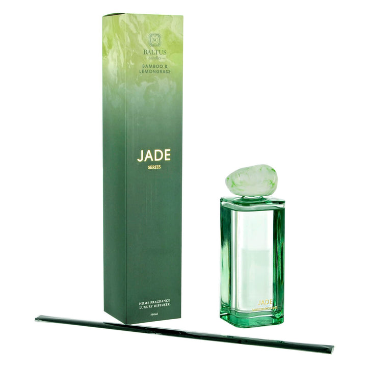 Baltus Jade series Bamboo &amp; Lemongrass reed diffuser with marble stone effect stopper