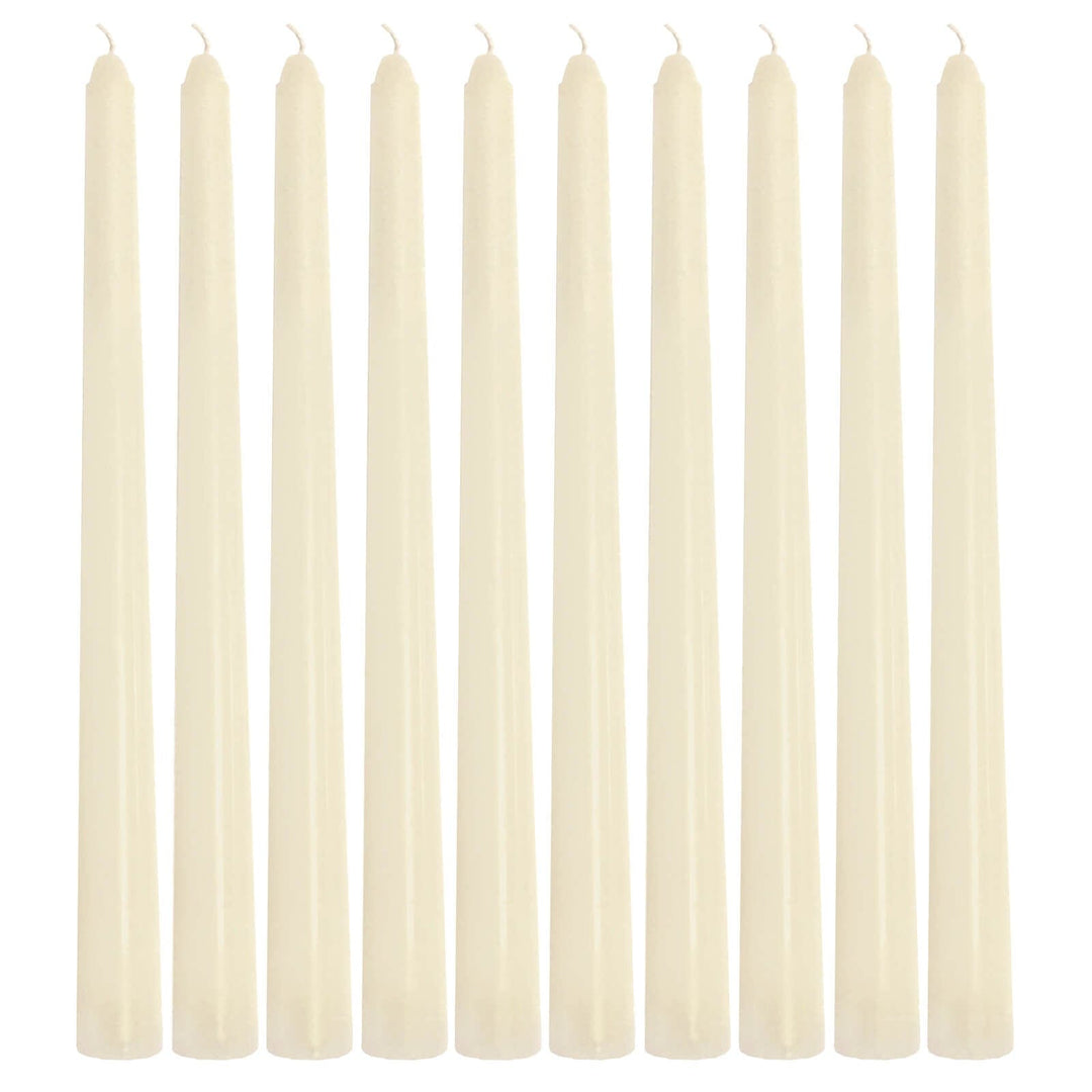Set of 10 ivory colour taper candles