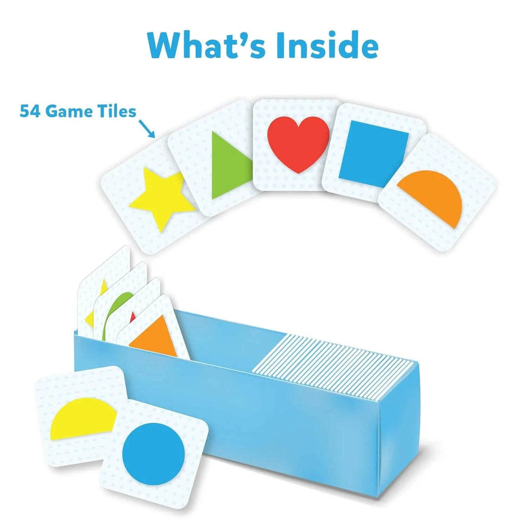Contents of the box of Skillmatics Connectors shapes and colours tiles game