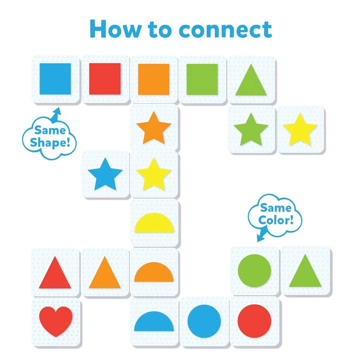Coloured shape tiles matching to make a path in Connectors game