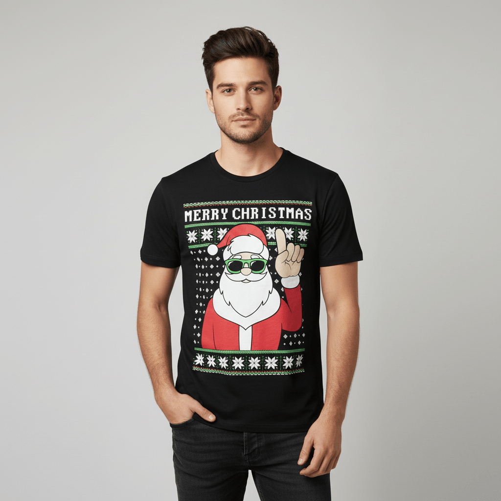 Mens Christmas T-Shirt Novelty Festive Party Tee 100% Cotton