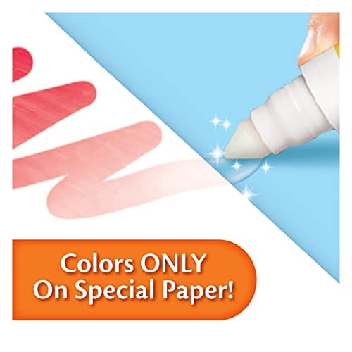Colorful marker with text 'Colors ONLY On Special Paper!' on a blue and white background