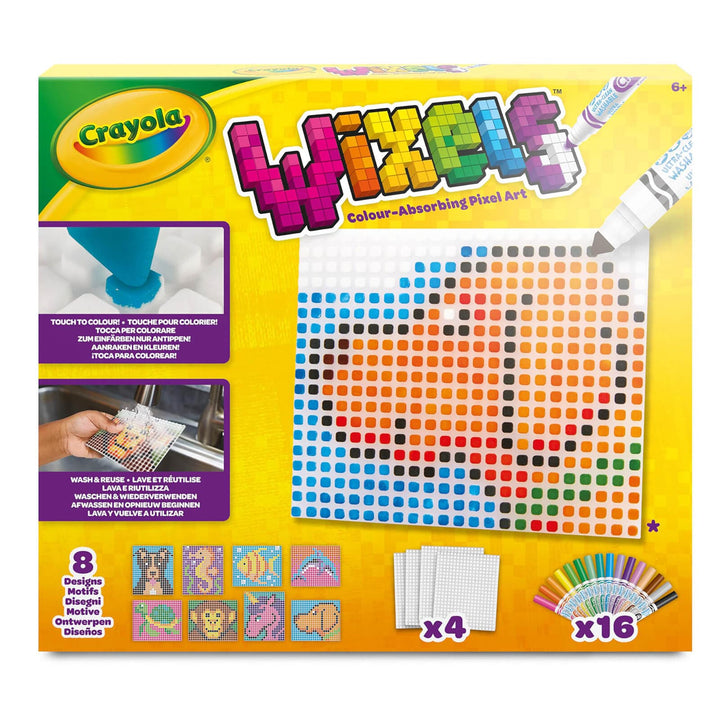 Crayola Wixels animal pixel art kit packaging with colourful design and Crayola logo.