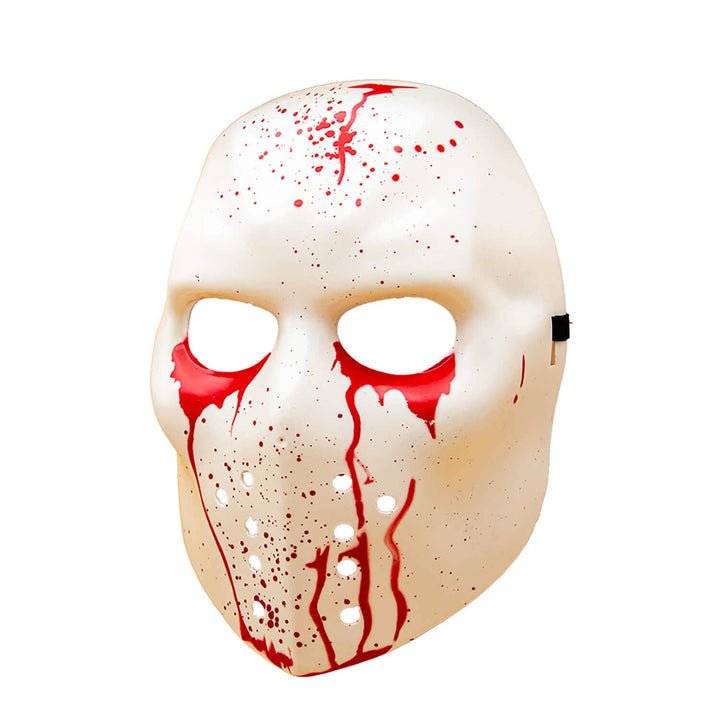 Blood spattered white ice hockey mask for Halloween