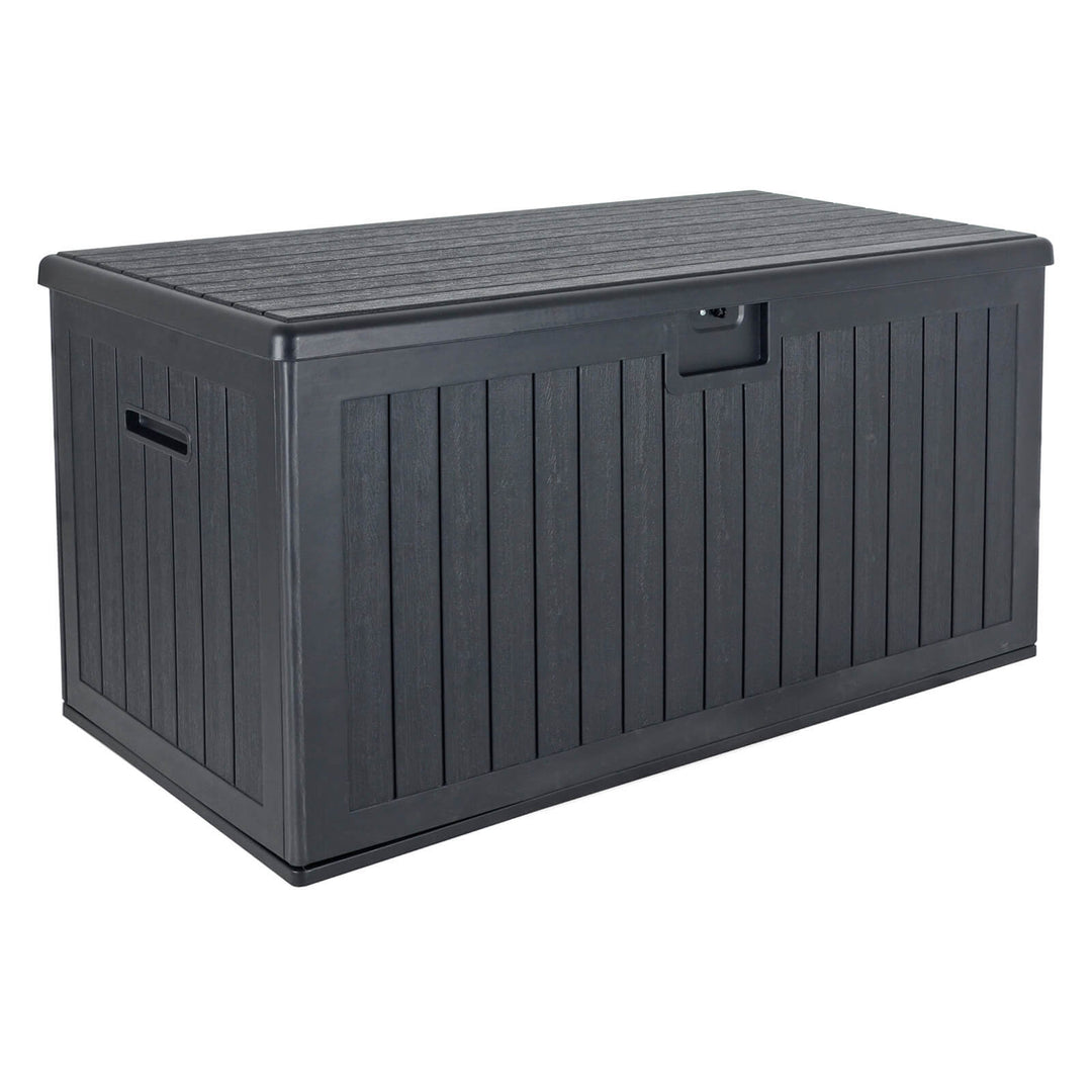 Very large dark grey deck box with lockable lid
