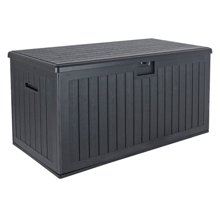 Very large dark grey deck box with lockable lid