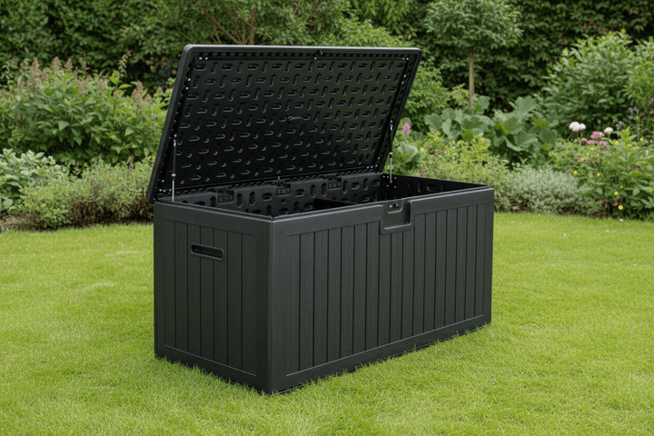 Azuma Outdoor Large 550L Garden Storage Tool Deck Box Grey Wood Effect
