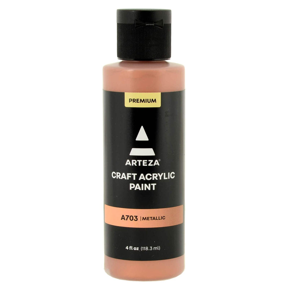 Bottle of Artez A703 Metallic Bronze acrylic paint on a white background