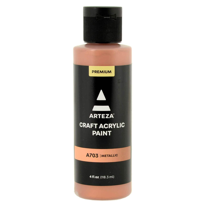 Bottle of Artez A703 Metallic Bronze acrylic paint on a white background