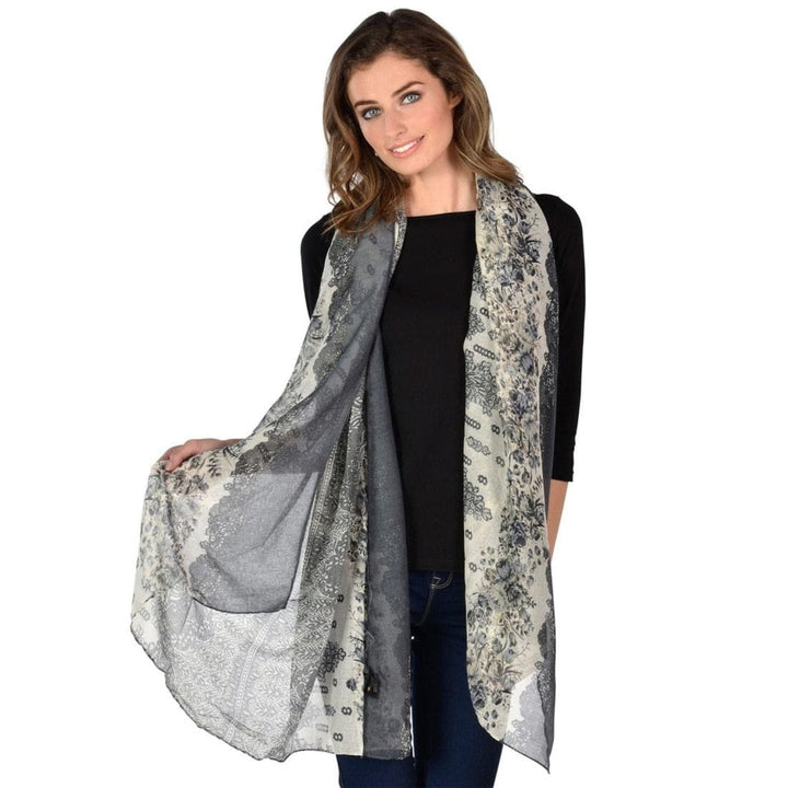 Bulk Pack Of 12 Womens Monaco Floral Print Lightweight Sheer Scarf