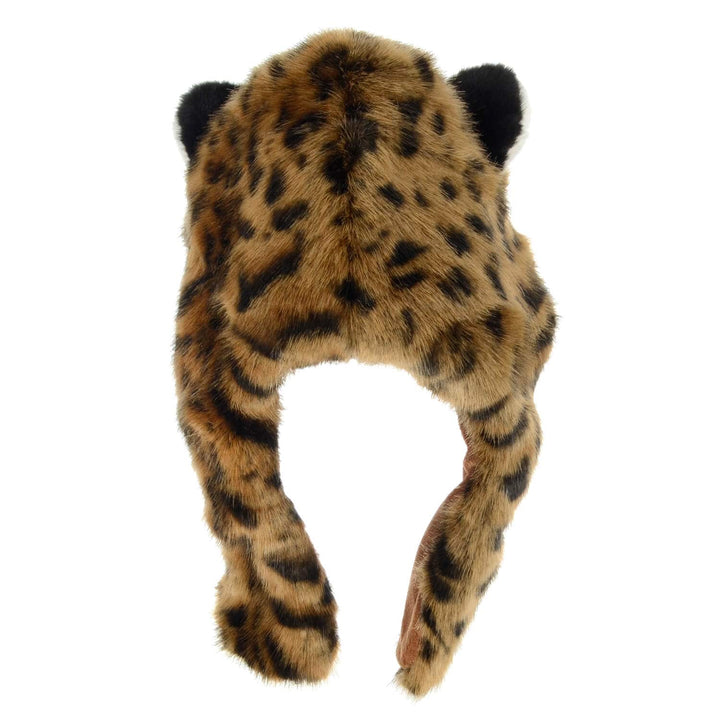 Back view of a kids animal design trapper hat