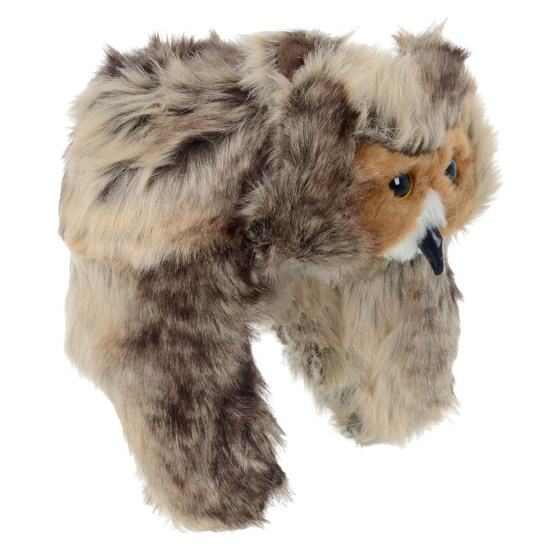 Side view of an owl trapper hat for children