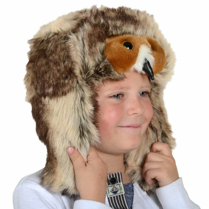 Bulk Pack of 12 Kids Deluxe Faux Fur Owl Hat With Ear Flaps