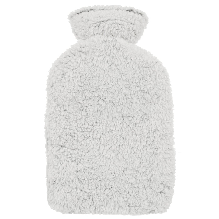 Back of a hot water bottle cover in grey fleece
