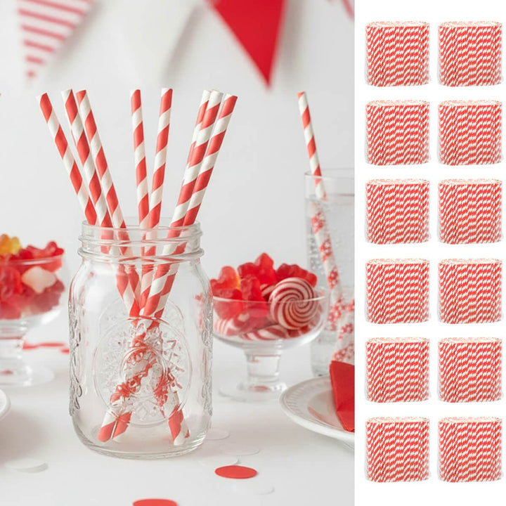 Bulk pack of 3000 Striped Paper Straws Eco Friendly Recyclable