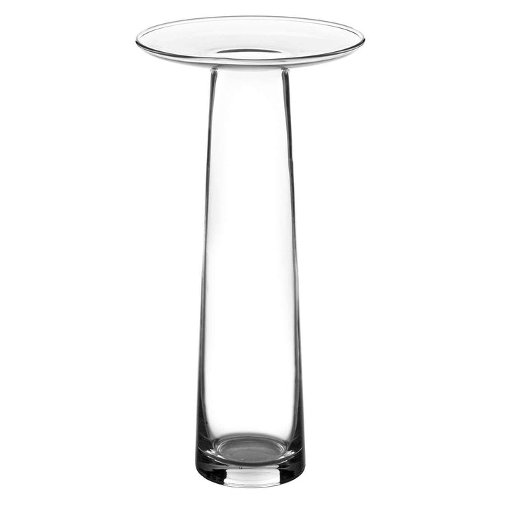 Single clear glass flower vase with top platform to hold florist oasis for wedding arrangements