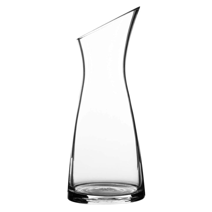 Clear glass flower vase on a white background