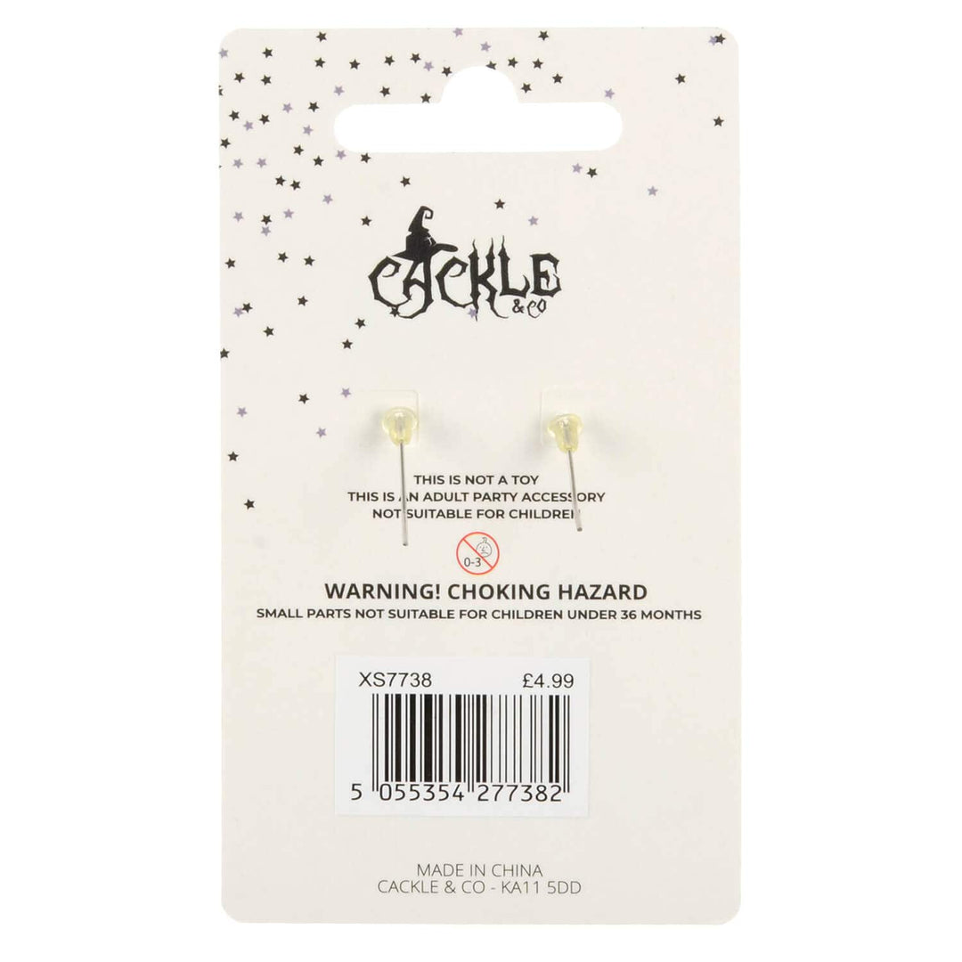 Back of a display card for Cackle & Co Halloween earrings