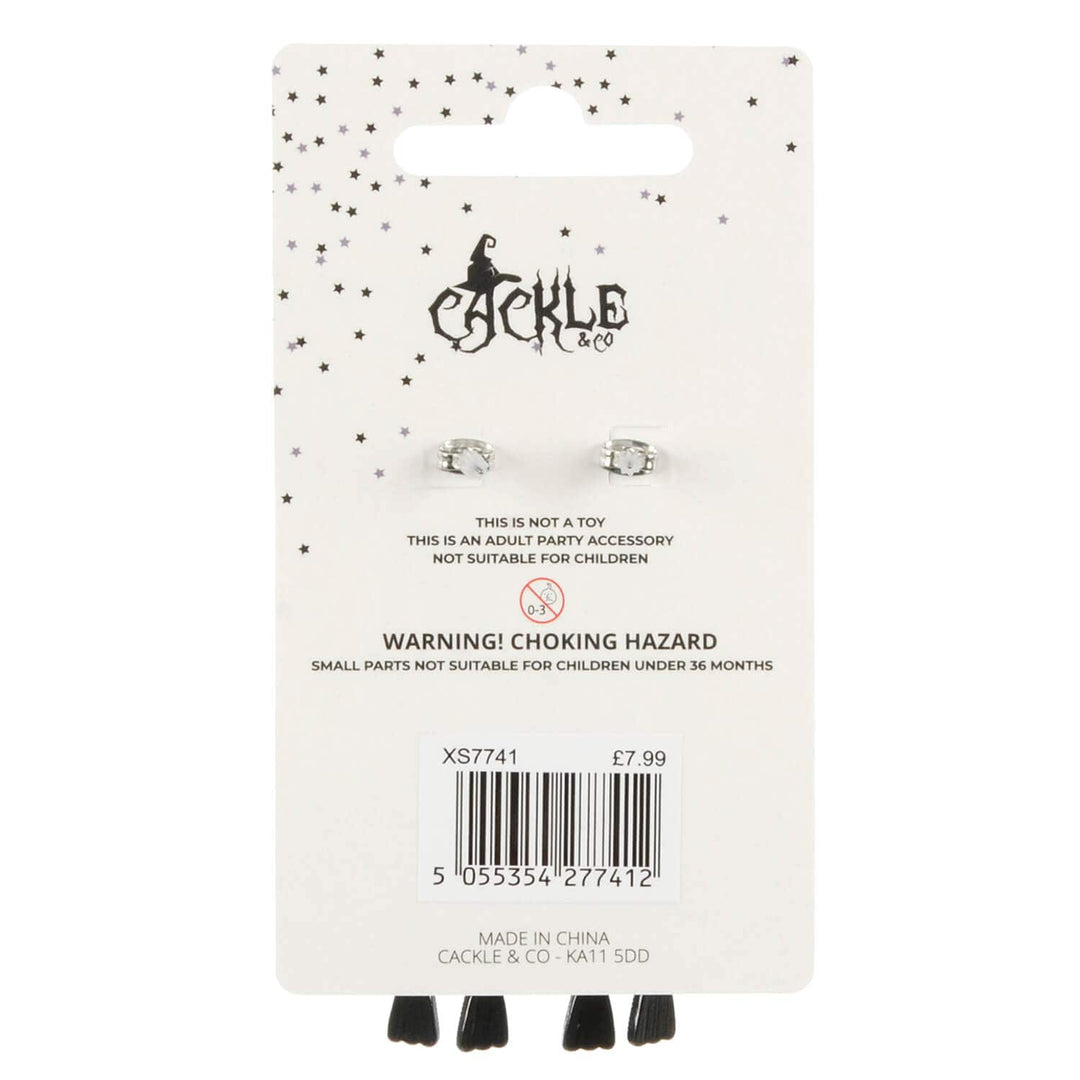 Back of a display card of Cackle & Co Halloween earrings