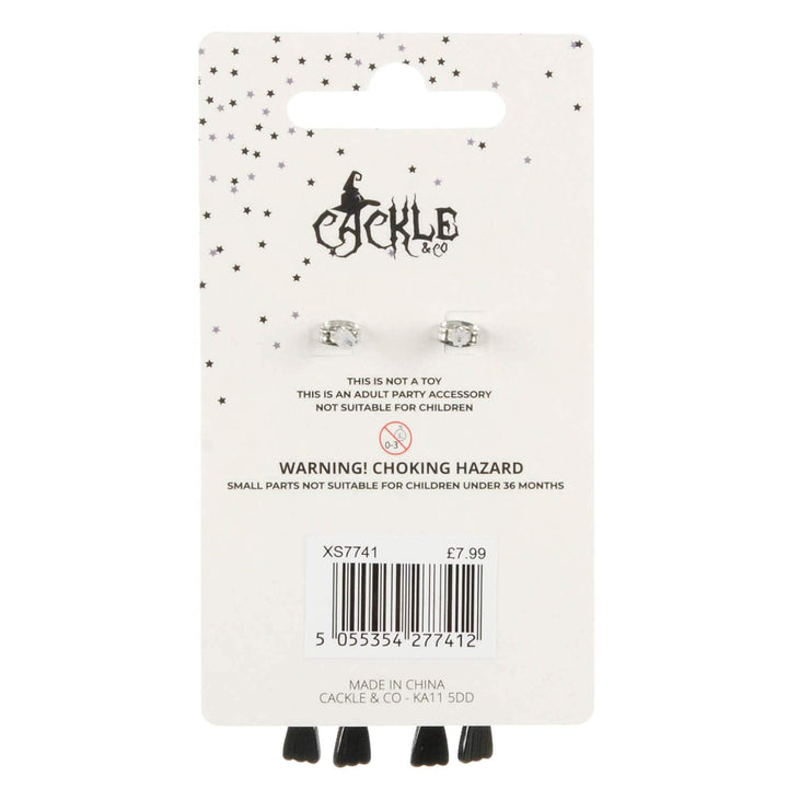 Back of a display card of Cackle & Co Halloween earrings