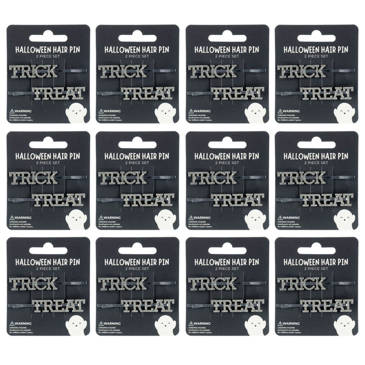 12 display cards of Halloween hair pins with &