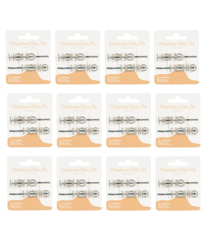 12 display cards of HOHO diamond hair pins on a white background