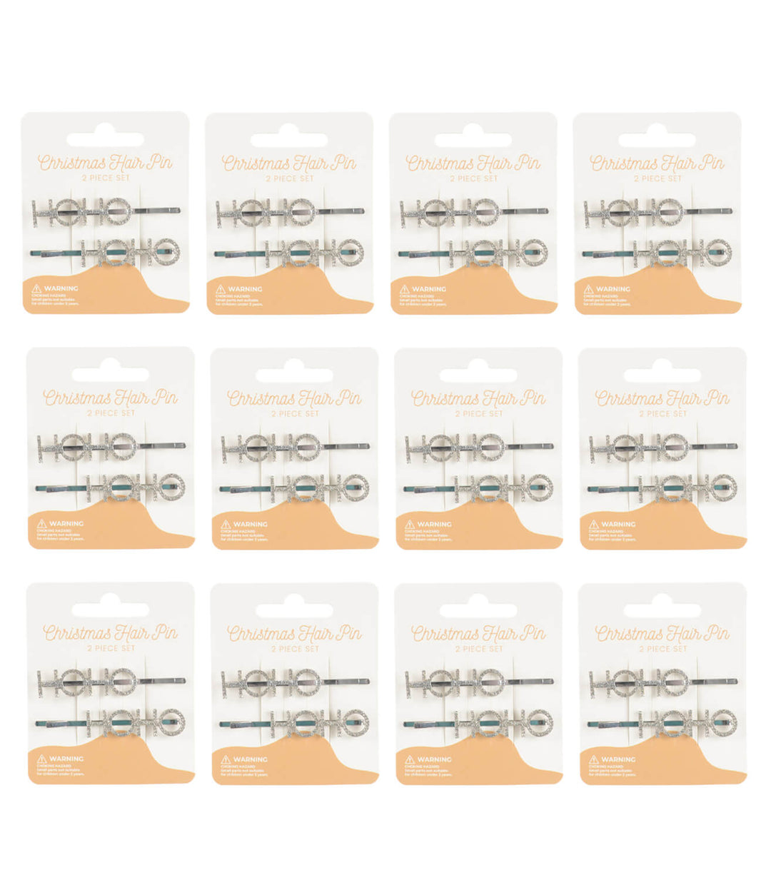 12 display cards of HOHO diamond hair pins on a white background