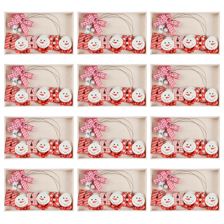 Set of 12 boxes of Ho Ho Ho red and white Christmas tree decorations