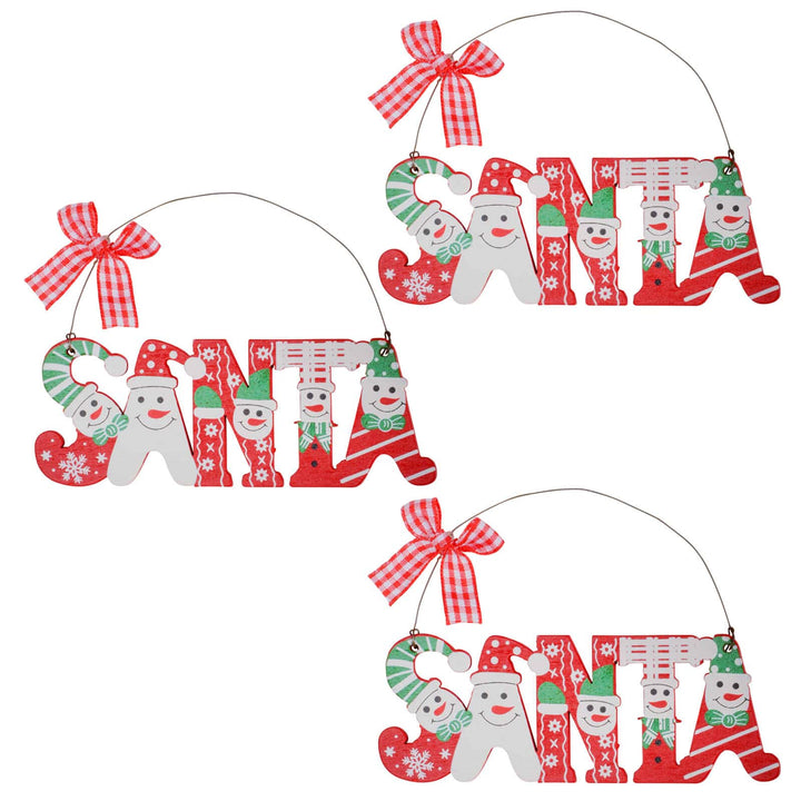 Bulk Pack of 36 Santa Snowmen Wooden Christmas Tree Decorations 11cm
