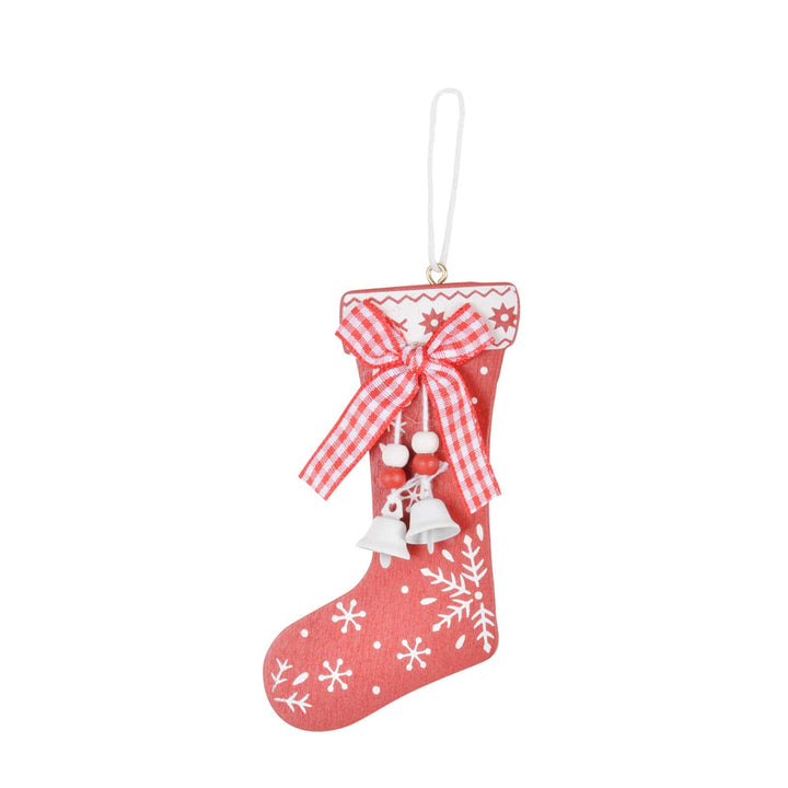 Bulk Pack of 72 Christmas Stocking Wooden Tree Decoration Red 10cm