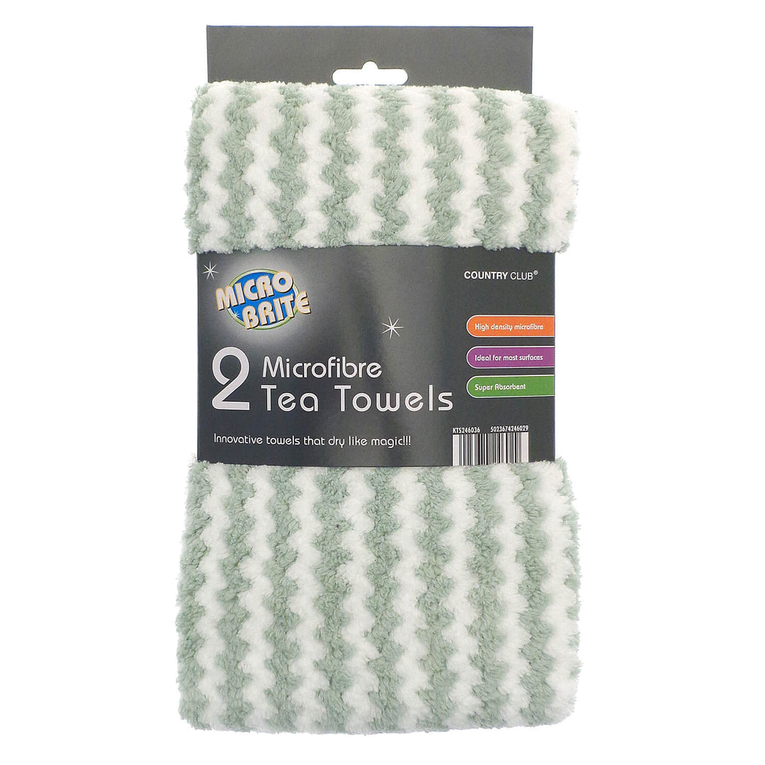 Pack of 2 Microfibre Tea Towels DIsh Drying Cloths Wave Stripes