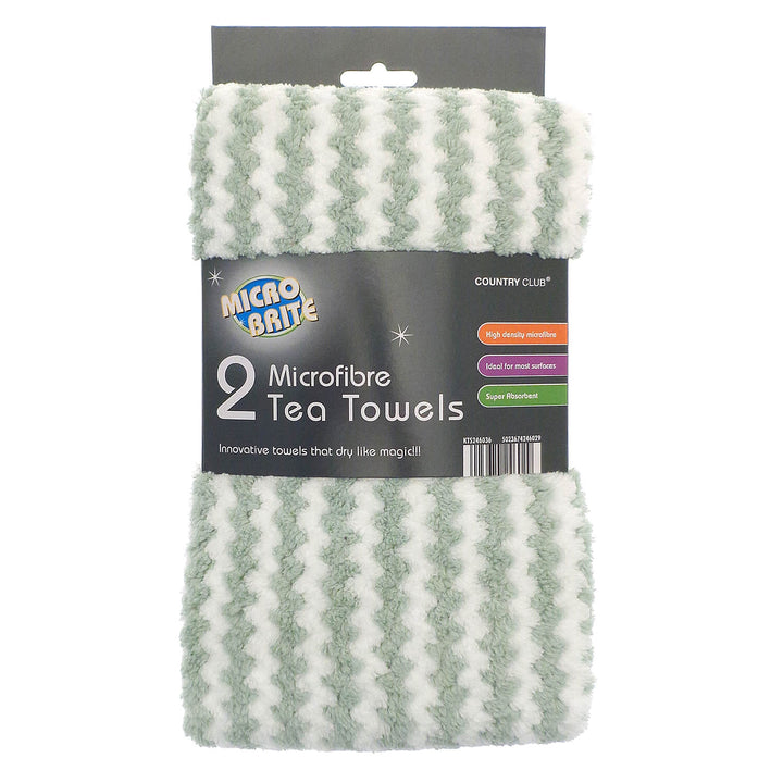 Pack of 2 Microfibre Tea Towels DIsh Drying Cloths Wave Stripes