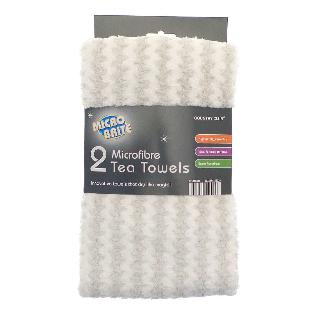 Pack of 2 Microfibre Tea Towels DIsh Drying Cloths Wave Stripes