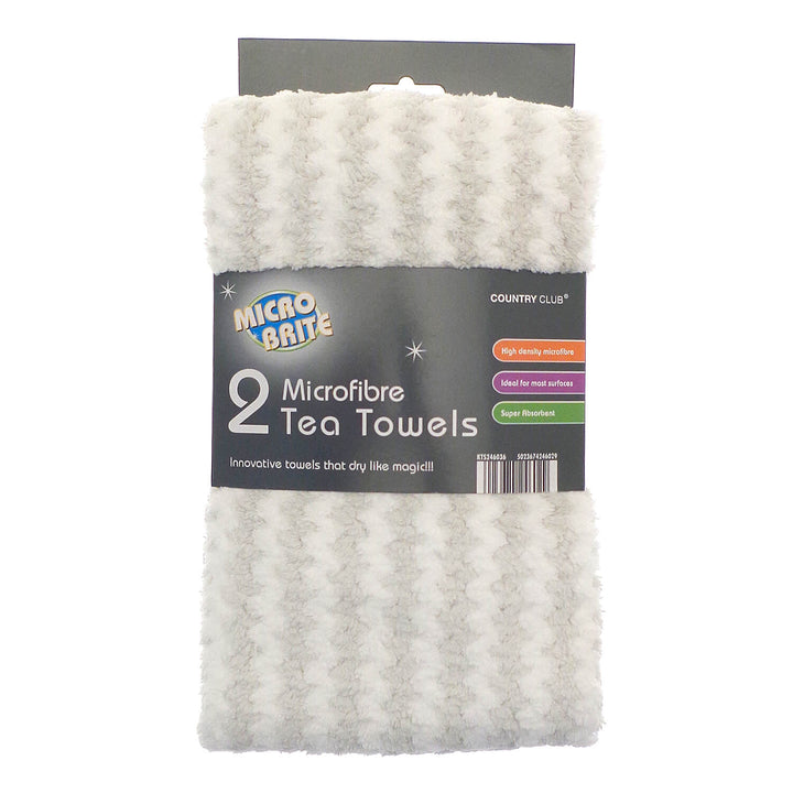 Pack of 2 Microfibre Tea Towels DIsh Drying Cloths Wave Stripes