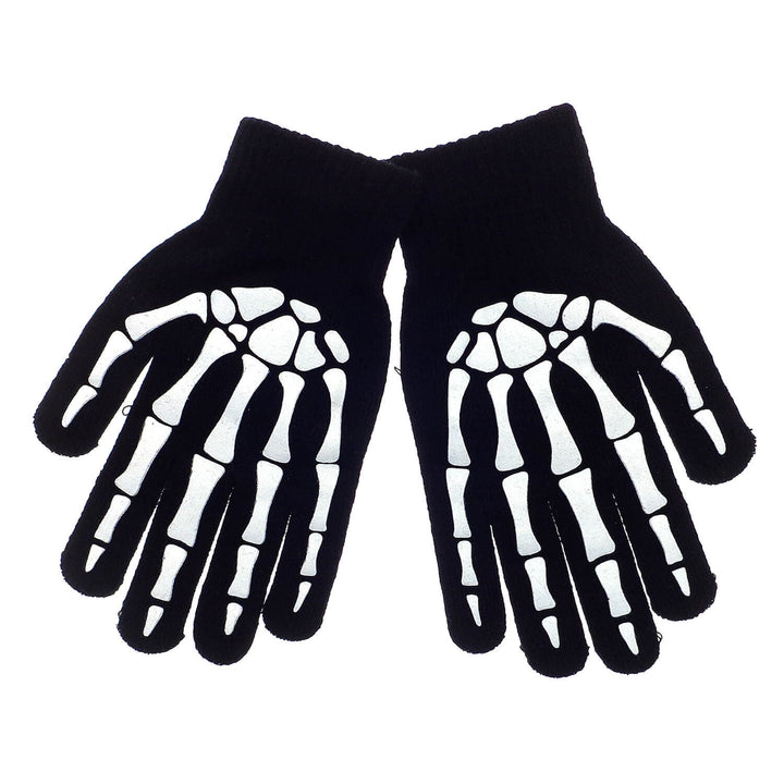 Kids Halloween Hat &amp; Gloves Set Skeleton Hands Skull Teens One Size
