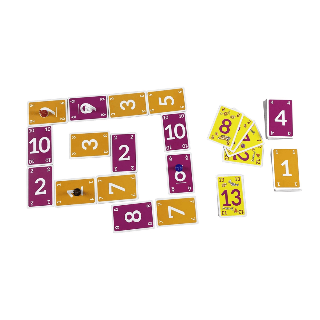 number cards with purple and orange colours on white background