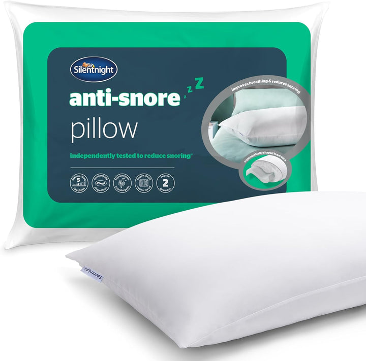 Silentnight Anti-Snore Pillow – Hypoallergenic, Ergonomically Designed for Improved Head and Neck Support