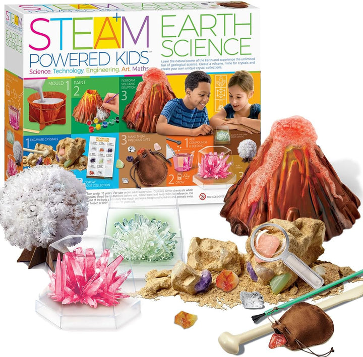 4M STEAM Earth Science Kit – Volcano, Crystal Mining & Growing Fun for Kids