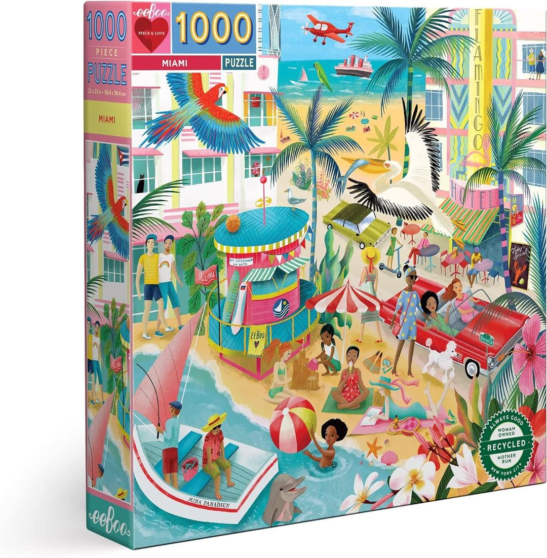 eeBoo 1000-Piece Jigsaw Puzzle Collection | Made from Recycled Cardboard | Multicolored