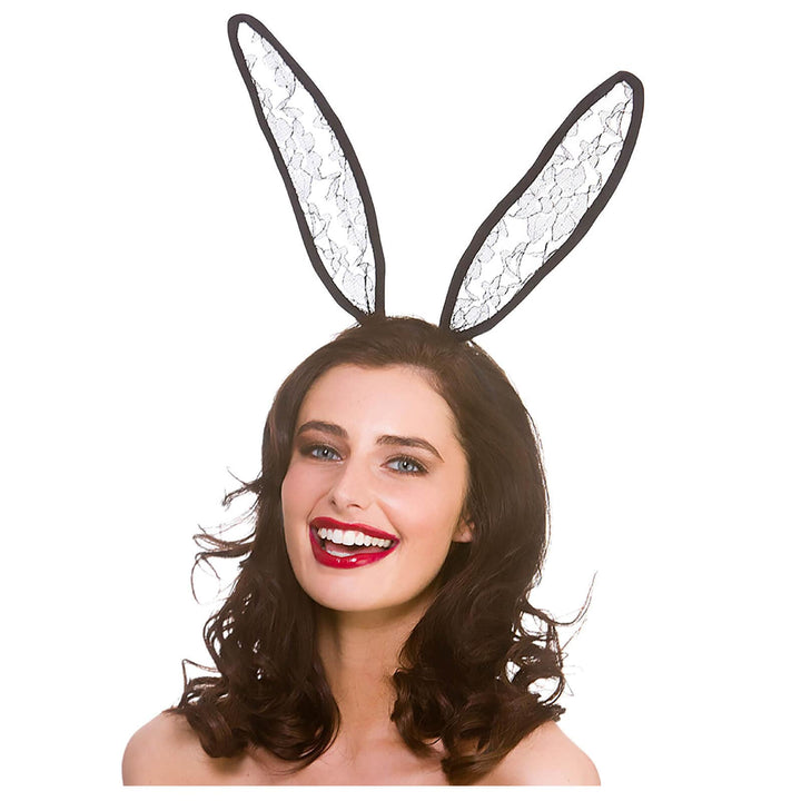 Bunny Ears Adults Lace Rabbit Fancy Dress Headband