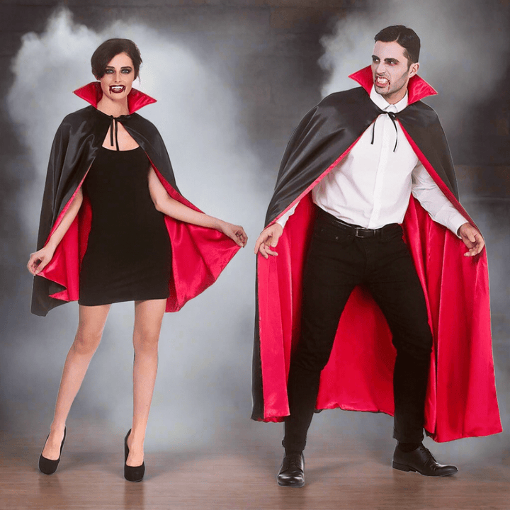 Super Deluxe Black Satin Vampire Cape Red Lining 80/140cm