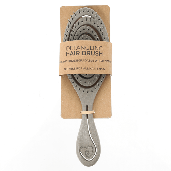 Grey Detangling Hair Brush in brown paper sleeve - suitable for all hair types