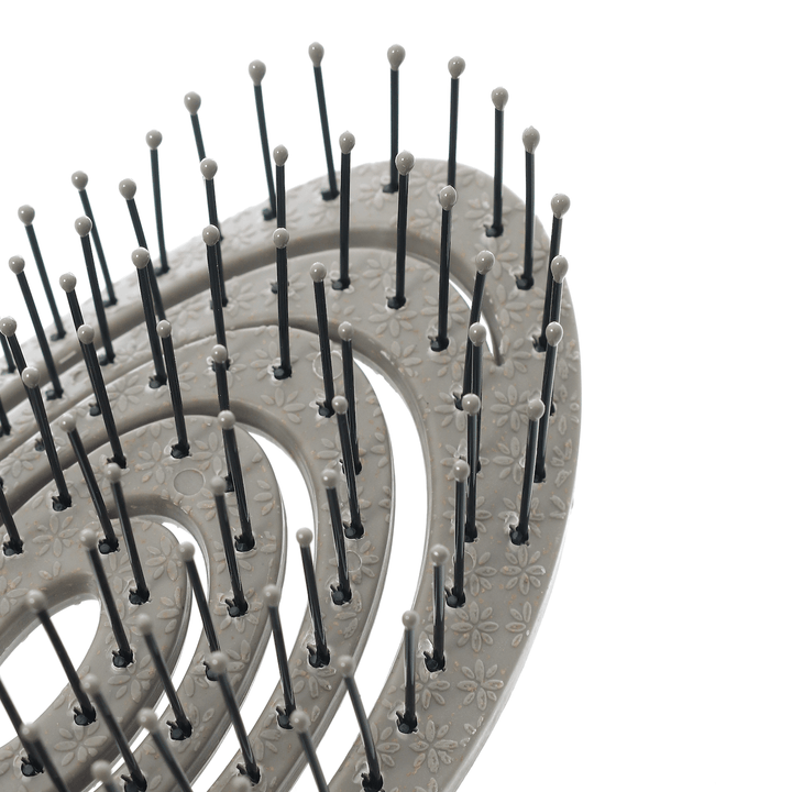 detail shot of hair brush bristles, flexible with grey tips