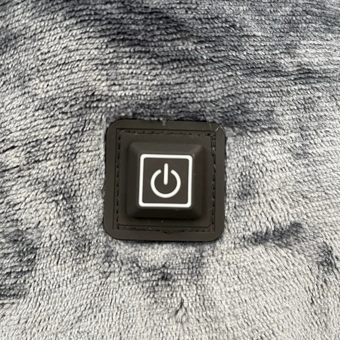 White power button heat setting on heated hoodie