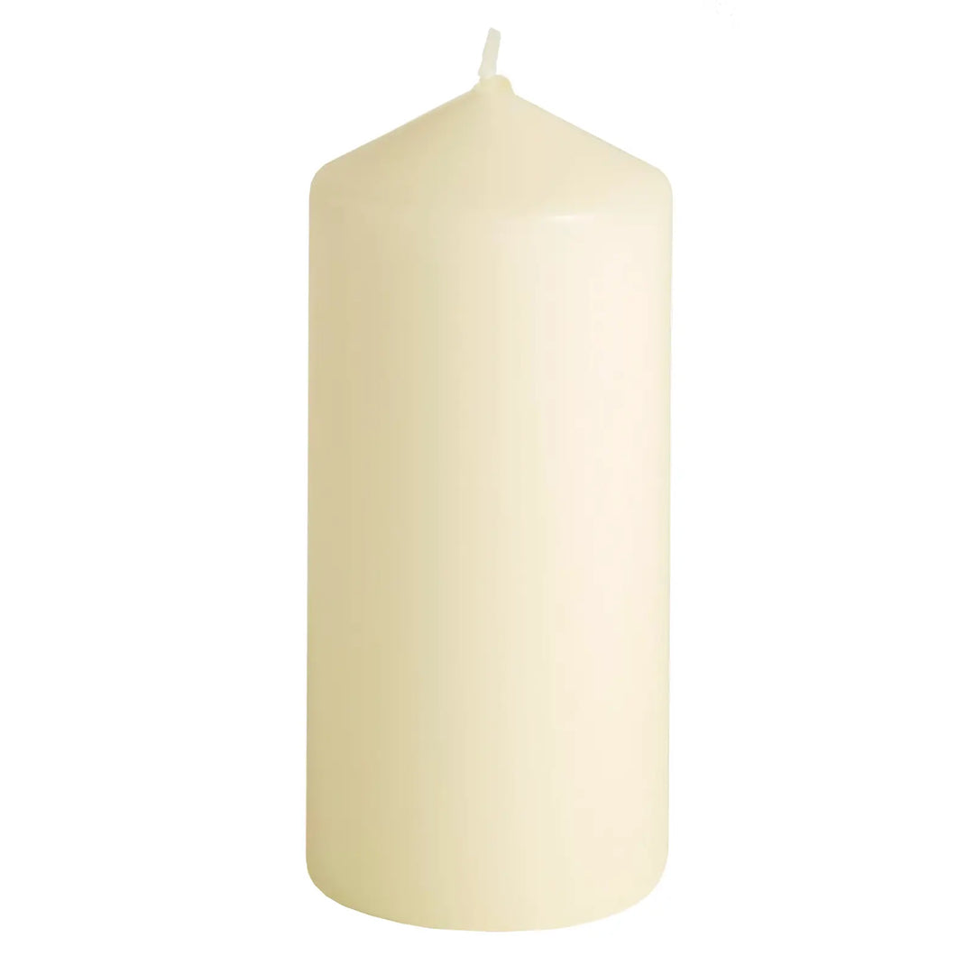 Ivory pillar candle for church and wedding table decorations