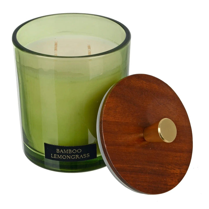 Luxury Scented Candle Double Wick Glass Jar Natural Wooden Lid 380g