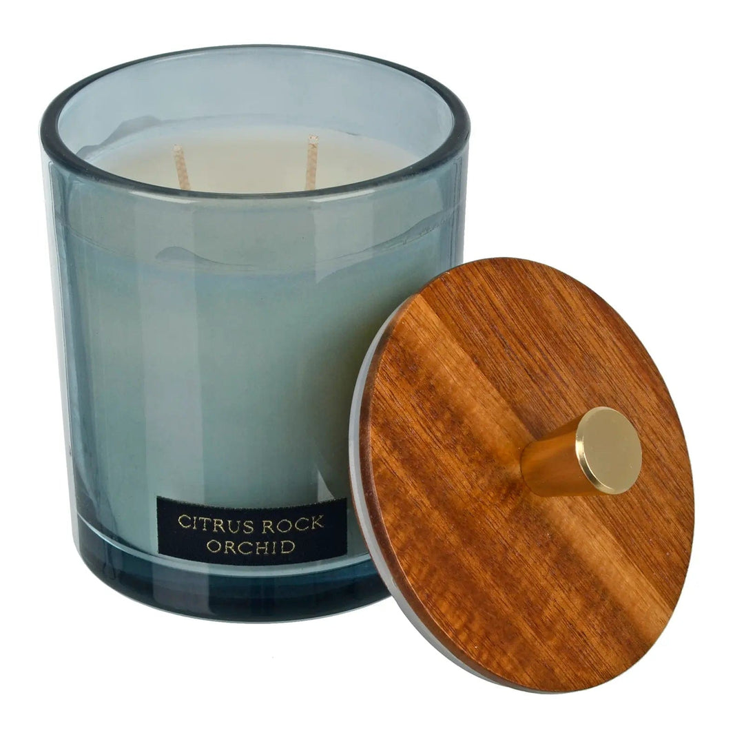 Luxury Scented Candle Double Wick Glass Jar Natural Wooden Lid 380g