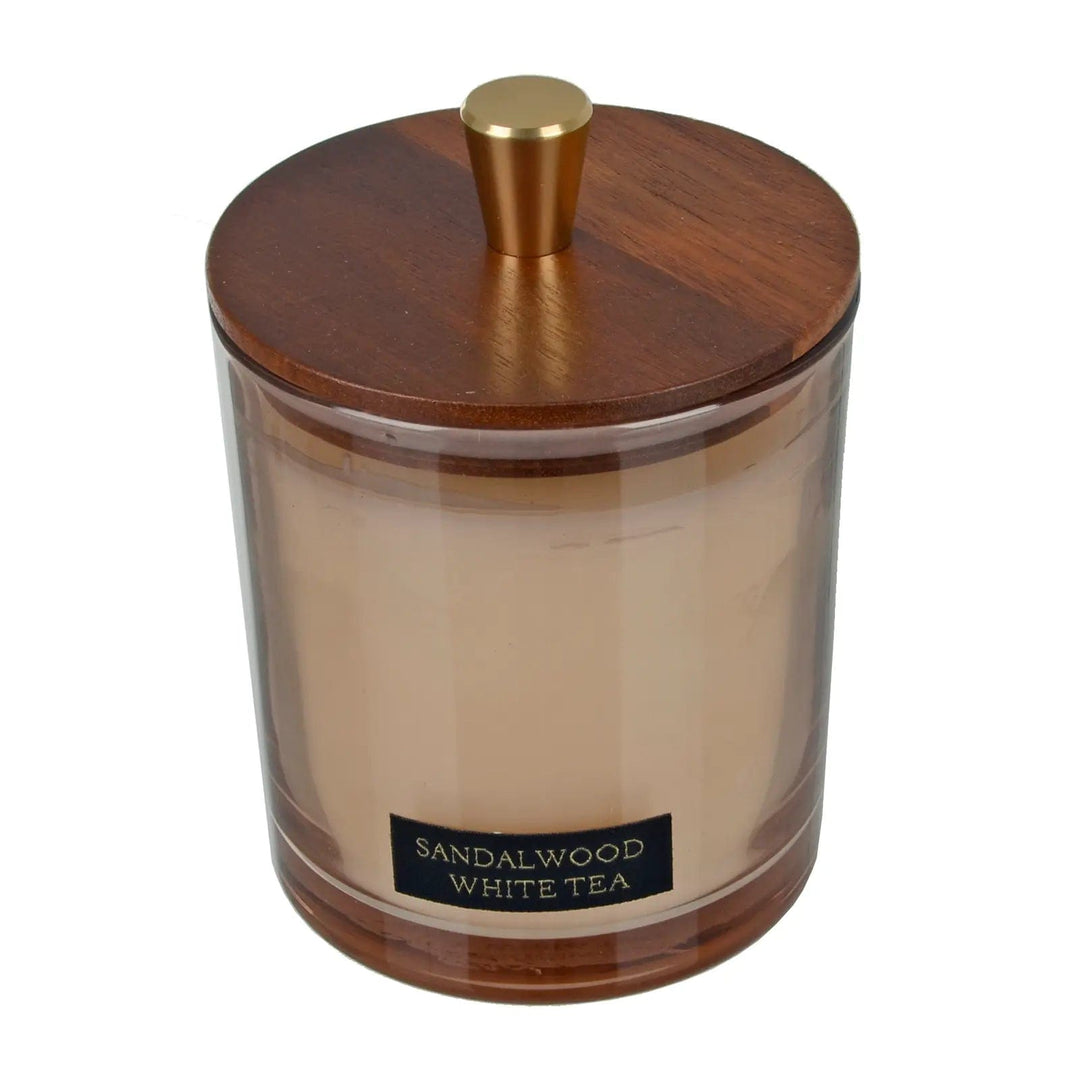 Luxury Scented Candle Double Wick Glass Jar Natural Wooden Lid 380g