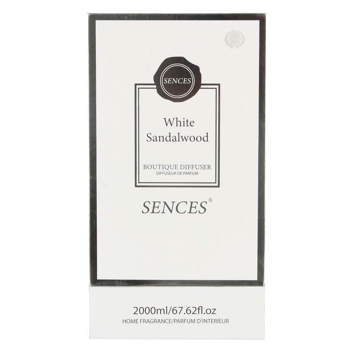 White Sandalwood scented 2000ml reed diffuser in white and silver gift box packaging